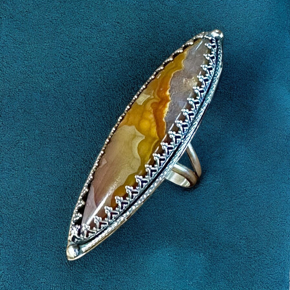 Agate Sterling silver statement ring SIZED TO ORDER.   $75