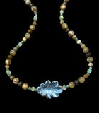 Picture Jasper Gemstone Sterling Leaf Necklace.   $60