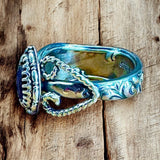 Sapphire and Floral Band Sterling Silver Ring SIZED TO ORDER.    $75