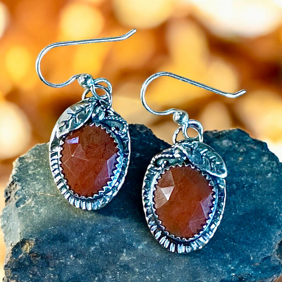 Red Jasper sterling silver earrings $50