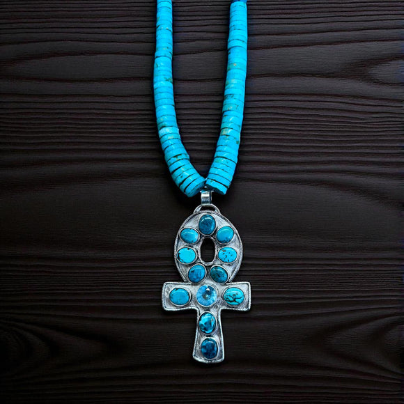Reserved for Dr. G   turquoise Ankh