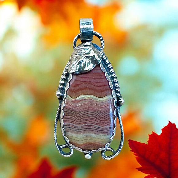 Turkish Wave Jasper Sterling Silver Pendant.    $70