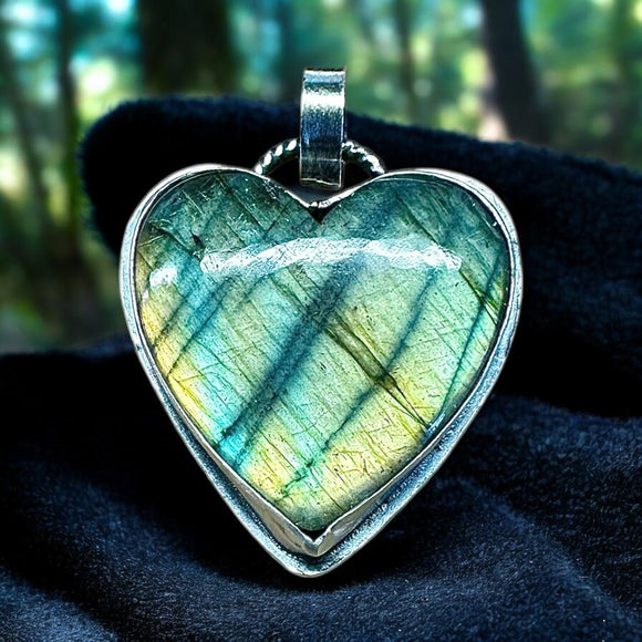 Labradorite Sterling Heart Pendant.   $70