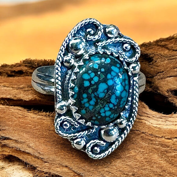 Turquoise sterling silver ring SIZED TO ORDER.    $60