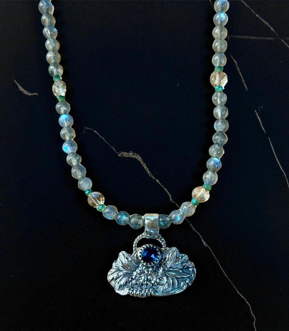 Pariba Kyanite Sterling Silver Pendant and Labradorite Necklace set.    $65