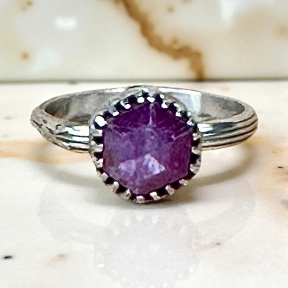 Pink Sapphire sterling silver ring. Size 8    $55