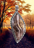 Hells Canyon Herringbone Petrified Wood ( rare ) Sterling Silver Pendant.
