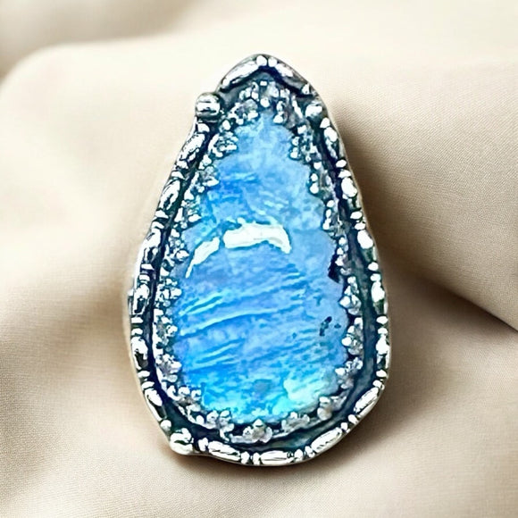 Rainbow Moonstone Sterling Silver Ring SIZED TO ORDER    $60