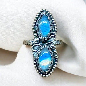 Rainbow Moonstone Sterling Silver Ring SIZED TO ORDER.    $70