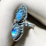 Rainbow Moonstone Sterling Silver Ring SIZED TO ORDER.    $70