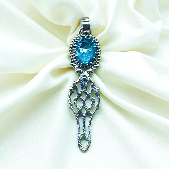 Blue Zircon Sterling silver pendant     $75