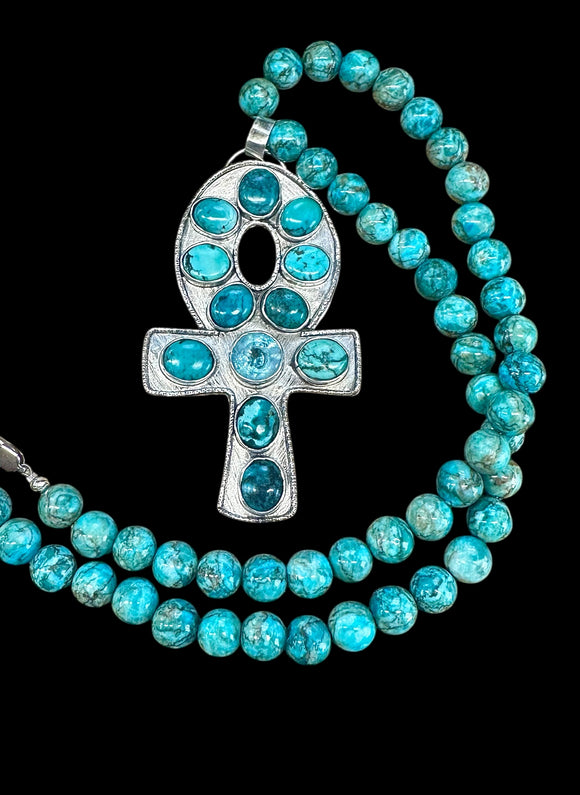 Reserved for Dr. G   turquoise Ankh