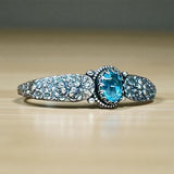 Blue Zircon Sterling Silver Cuff Bracelet.    $95