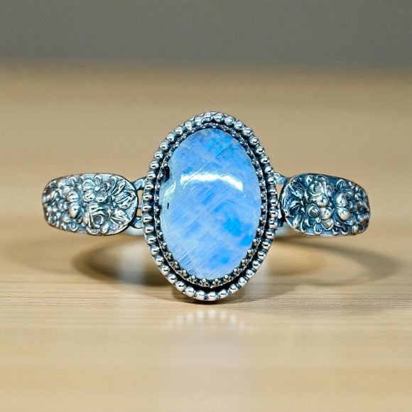 Moonstone Floral Sterling Silver Cuff.    $110