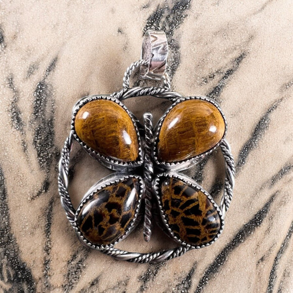 Petrified Wood Sterling Silver Butterfly.     $95