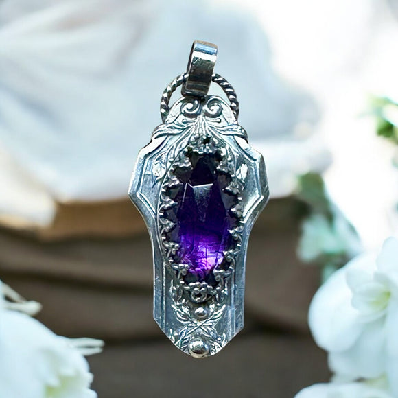 Amethyst Sterling Silver Pendant   $70