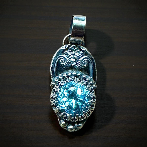 Blue Topaz sterling silver small pendant.   $70