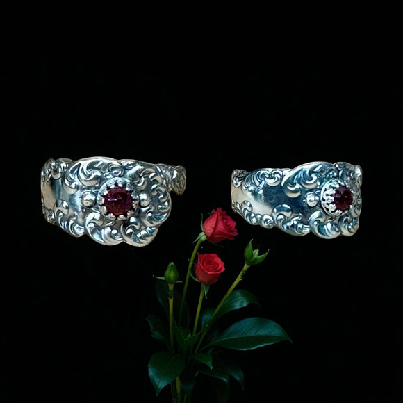 Ruby Sterling silver scroll band ring SIZED TO ORDER.    $70