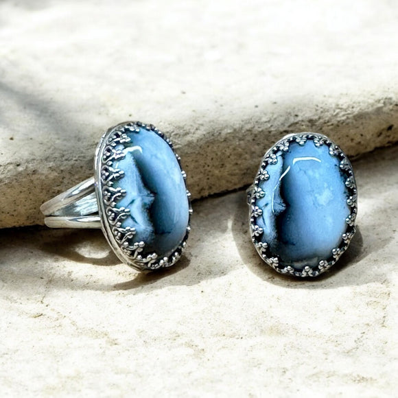 Dendritic Agate Sterling Silver Ring SIZED TO ORDER.  $50