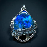 Labradorite Wolf Sterling silver pendant     $90