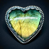 Golden Labradorite Heart Sterling Silver Ring SIZED TO ORDER.     $75