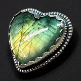 Golden Labradorite Heart Sterling Silver Ring SIZED TO ORDER.     $75
