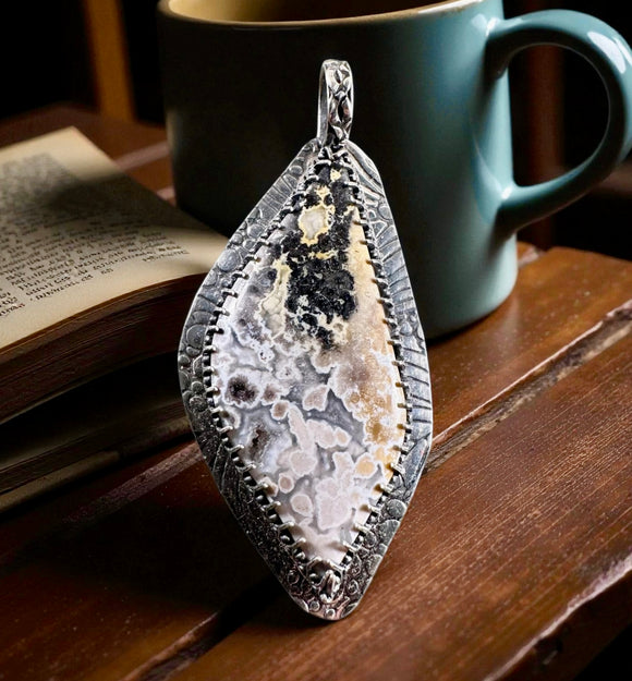 Petrified Wood Sterling Silver Pendant. $70