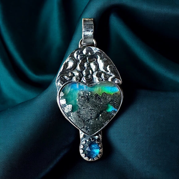 Nipomo Marcasite Heart Doublet sterling silver pendant .    $75