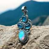 Ethiopian Opal and Pariba Kyanite Sterling silver pendant    $85