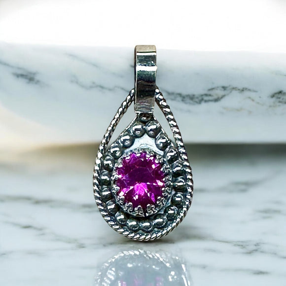 Ceylon Pink Sapphire Sterling Silver Pendant.   $125