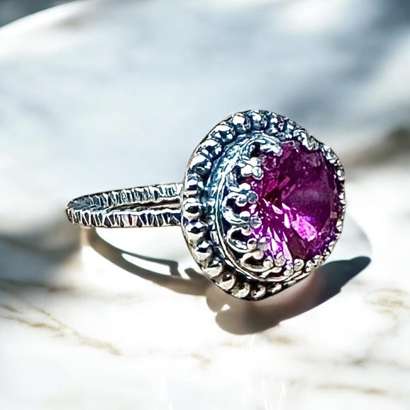 Pink Ceylon Sapphire Sterling Silver Ring SIZED TO ORDER.   $125