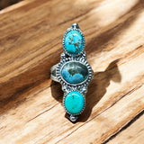 Turquoise Multi stone Sterling Silver Ring.  7 1/2 - 8 1/4.  $75
