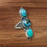 Turquoise Multi stone Sterling Silver Ring.  7 1/2 - 8 1/4.  $75