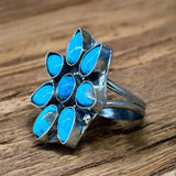Turquoise Sterling Silver Cluster Ring. SIZED TO ORDER    $125