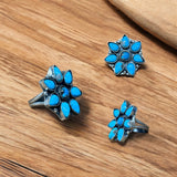 Turquoise Sterling Silver Cluster Ring. SIZED TO ORDER    $125