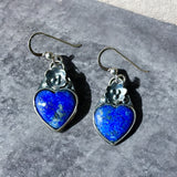 Lapis Lazuli Heart Sterling Silver Earrings.     $50