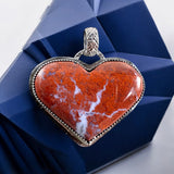 Red Moss Agate Heart Sterling Silver Pendant.    $80