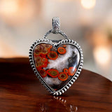 Morgan Hill Poppy Jasper Heart Sterling Silver Pendant.   $85