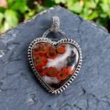 Morgan Hill Poppy Jasper Heart Sterling Silver Pendant.   $85