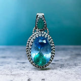 Pitambari Sapphire and Emerald Sterling Silver Pendant.   $80