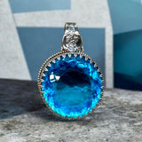 Blue Topaz 105 Carat Sterling Silver Pendant.    $150
