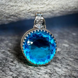 Blue Topaz 105 Carat Sterling Silver Pendant.    $150