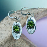 Green Sapphire Sterling Silver Earrings.   $55