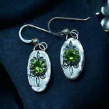 Green Sapphire Sterling Silver Earrings.   $55