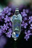 Stitchtite in Serpentine and Lavender Quartz sterling silver pendant    $80