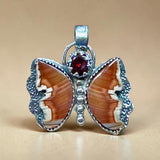 Agate and Ruby  Sterling Silver Butterfly    $90