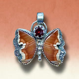 Agate and Ruby  Sterling Silver Butterfly    $90