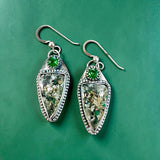 Confetti Stone and Emerald Sterling Silver Earrings.    $60