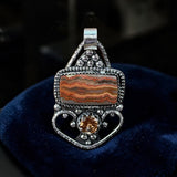 Agate and Sapphire sterling silver Pendant     $80