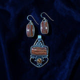 Agate and Sapphire Pendant and Earring Set   $120
